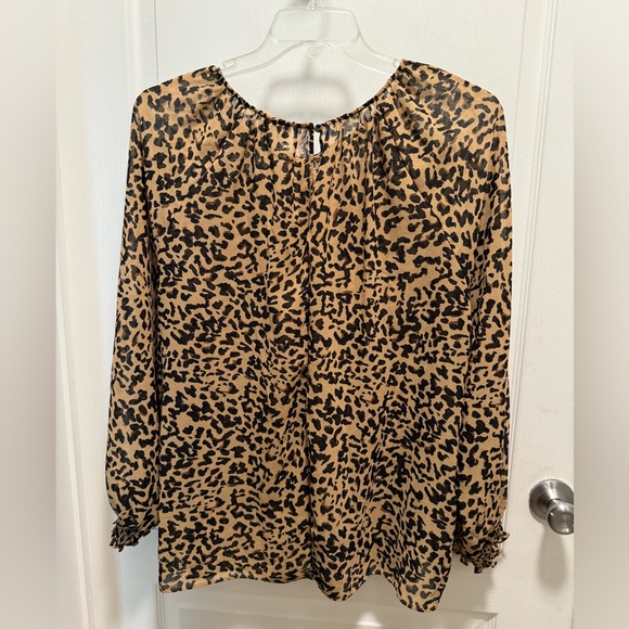 Ava & Viv Sheer Long Sleeve leopard print Blouse, size 2X - Picture 5 of 5